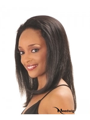 Capless Black Straight Long Indian Remy Human Hair Half Wig