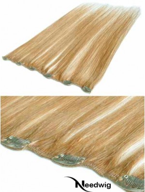 Suitable Blonde Straight Remy Human Hair Clip In Hair Extensions