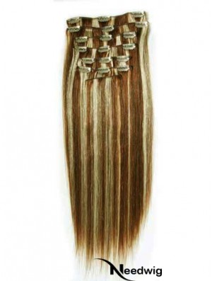 New Brown Straight Remy Human Hair Clip In Hair Extensions