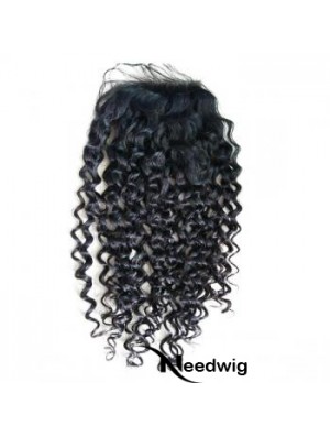 Lace Closures Curly Style Black Color Long Length With Remy