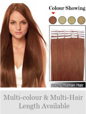 Auburn Straight Ideal Remy Human Hair Tape In Hair Extensions