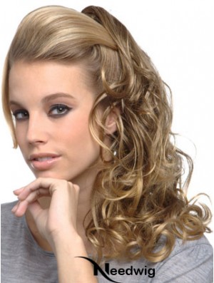 Amazing Blonde Curly Synthetic Clip In Hairpieces