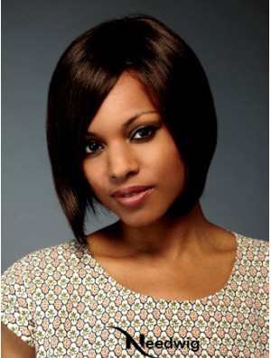 Chin Length Brown Straight Bobs Flexibility African American Wigs