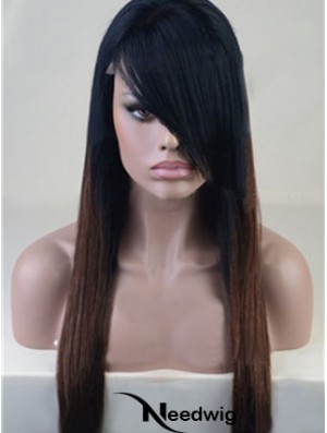 Long Straight With Bangs Full Lace 26 inch Stylish Black Women Wigs