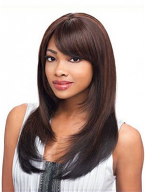 Long Auburn Straight Layered Exquisite African American Wigs