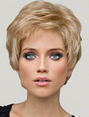 Synthetic Lace Front Wigs Blonde Color Cropped Length Boycuts