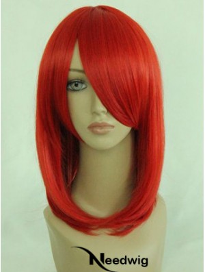 Red Shoulder Length Straight With Bangs 14 inch Online Medium Wigs