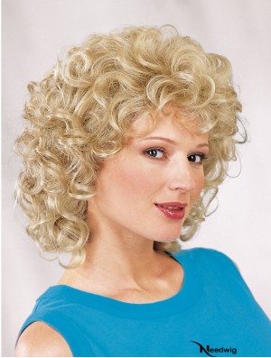 Synthetic Curly Blonde 12 inch Shoulder Length Capless Classic Cut Wigs