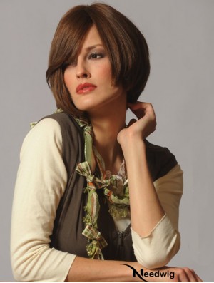 Straight Chin Length Brown 10 inch Capless Flexibility Bob Wigs