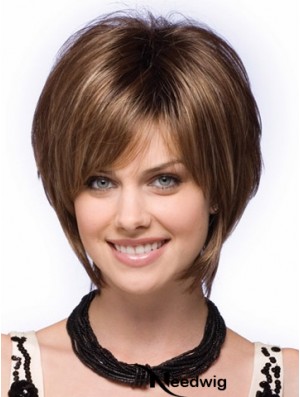 Capless Short Straight Brown Perfect Bob Wigs