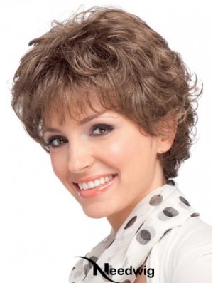 Modern Auburn Short Wavy Layered Human Hair Wigs