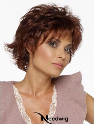 Layered Wavy Auburn Capless Natural Short Wigs