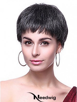 Boycuts Straight Black Capless Hairstyles Short Wigs