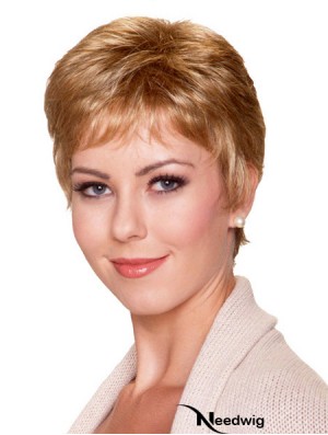 6 inch Good Straight With Bangs Blonde Short Wigs