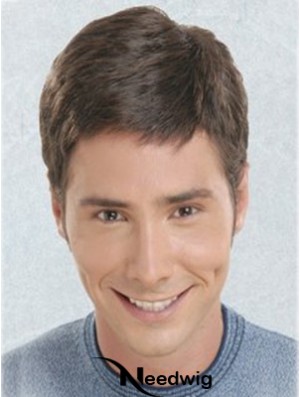 Brown Short Straight Synthetic Lace Front Best Mens Wigs