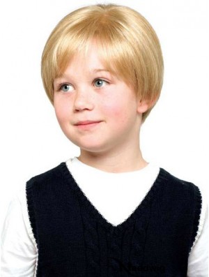 Straight Short Blonde Synthetic Lace Front Kids Wigs