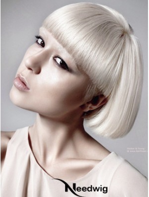 Lace Front Bobs Short Straight 10 inch Platinum Blonde Great Fashion Wigs