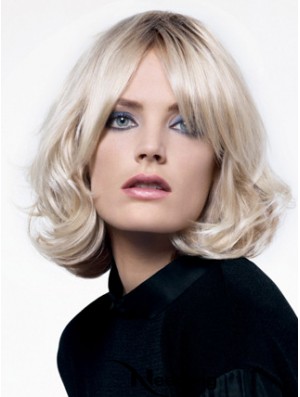 Lace Front Layered Chin Length Wavy 12 inch Platinum Blonde Popular Fashion Wigs