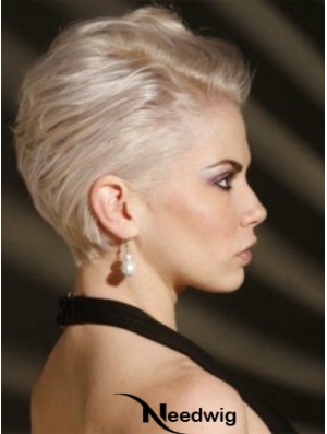 Capless Boycuts Short Straight 8 inch Platinum Blonde Affordable Fashion Wigs