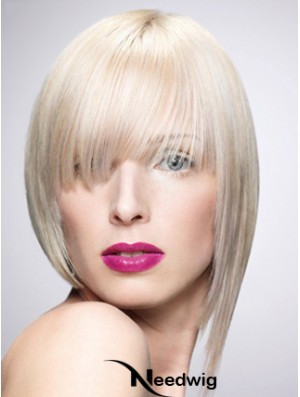 Monofilament Bobs Short Straight 10 inch Platinum Blonde New Fashion Wigs