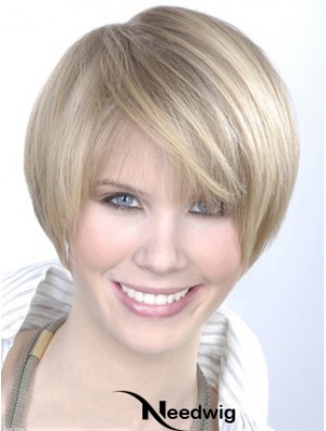 Monofilament Grey Short Straight 8 inch Platinum Blonde Gorgeous Fashion Wigs