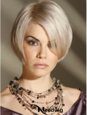 Capless Grey Short Straight 8 inch Platinum Blonde Amazing Fashion Wigs