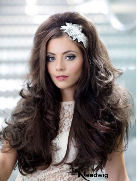 Long Wavy Brown Hairstyles Synthetic Half Wigs