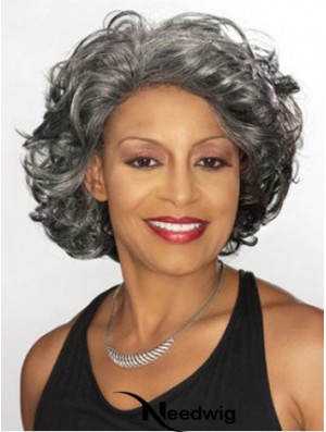 Wavy Capless 12 inch Popular Chin Length Grey Wigs