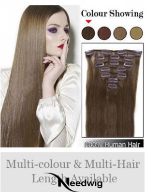 Best Brown Straight Remy Human Hair Clip In Hair Extensions