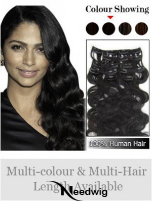 Great Black Wavy Remy Human Hair Clip In Hair Extensions