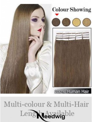 Brown Straight Exquisite Remy Human Hair Tape In Hair Extensions