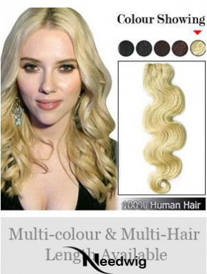 Wavy Remy Human Hair Blonde Fashionable Weft Extensions