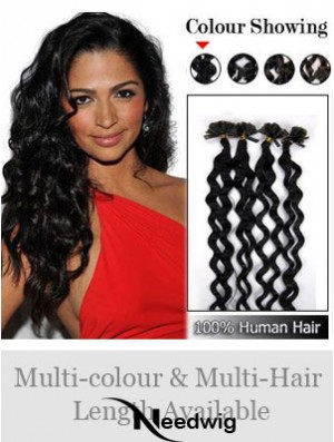 Black Curly New Nail/U Tip Hair Extensions